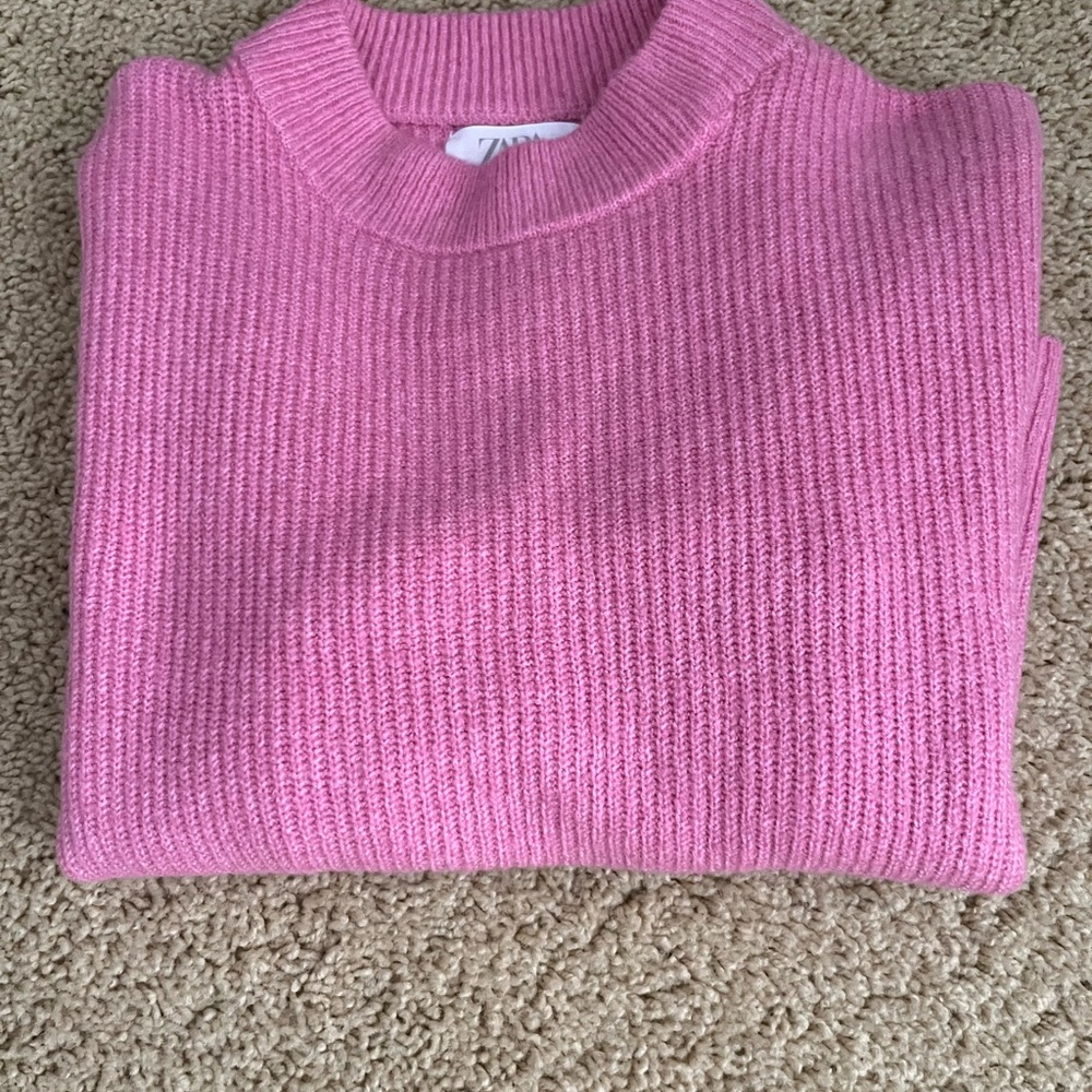 Zara Vibrant Pink Polyester Knit Sweater